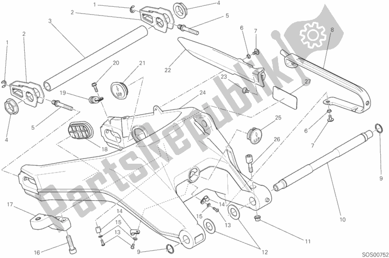Alle onderdelen voor de Forcellone Posteriore van de Ducati Scrambler Flat Track Thailand USA 803 2016